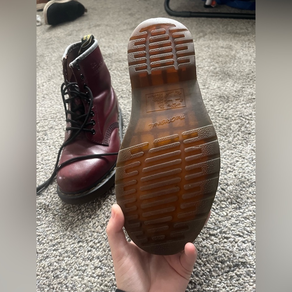 Dr. Martens Cherry Red Leather Boots - Picture 2 of 7